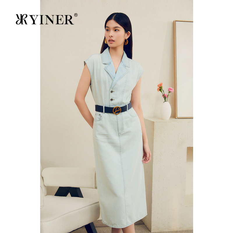 【天丝系列】YINER音儿女装夏季时尚莱赛尔牛仔S型连衣裙