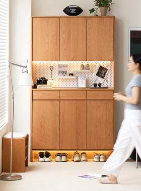 北欧入户鞋柜樱桃木实木