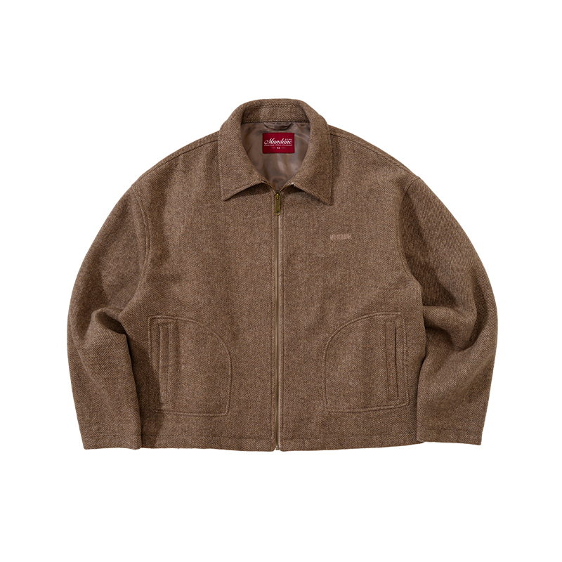 MUNDANE(MDE) 24AW 羊毛混纺短宽廓形夹克刺绣夹克男