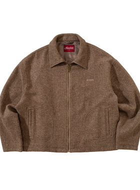 MUNDANE(MDE) 24AW 羊毛混纺短宽廓形夹克刺绣夹克男