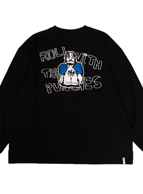 MUNDANE (MDE) 23AW拳击主题印花宽松长袖T恤卫衣 索罗娜混纺