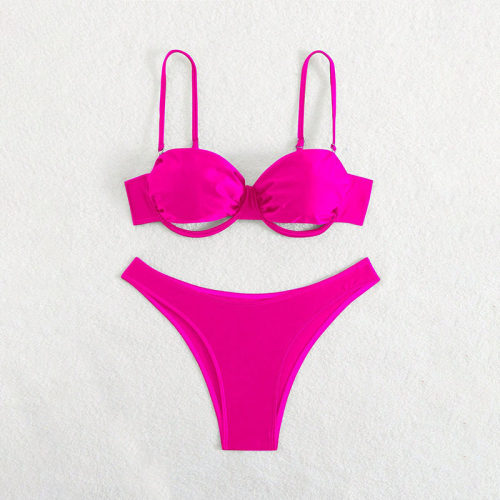 2026新款欧美纯色分体泳衣女三点式比基尼性感外贸泳装bikini