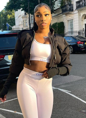 m22tp405欧美女装2024秋冬时尚棉服立领短外套保暖面包服夹克