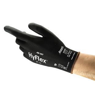 安思尔HyFlex电工薄款男女防静电尼龙pu手套涂掌劳保防滑耐磨工作