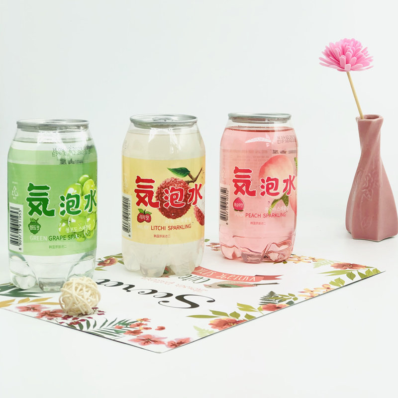 韩国熊古屋气泡水350ml*6瓶桃子味葡萄荔枝味汽水混搭罐装整箱