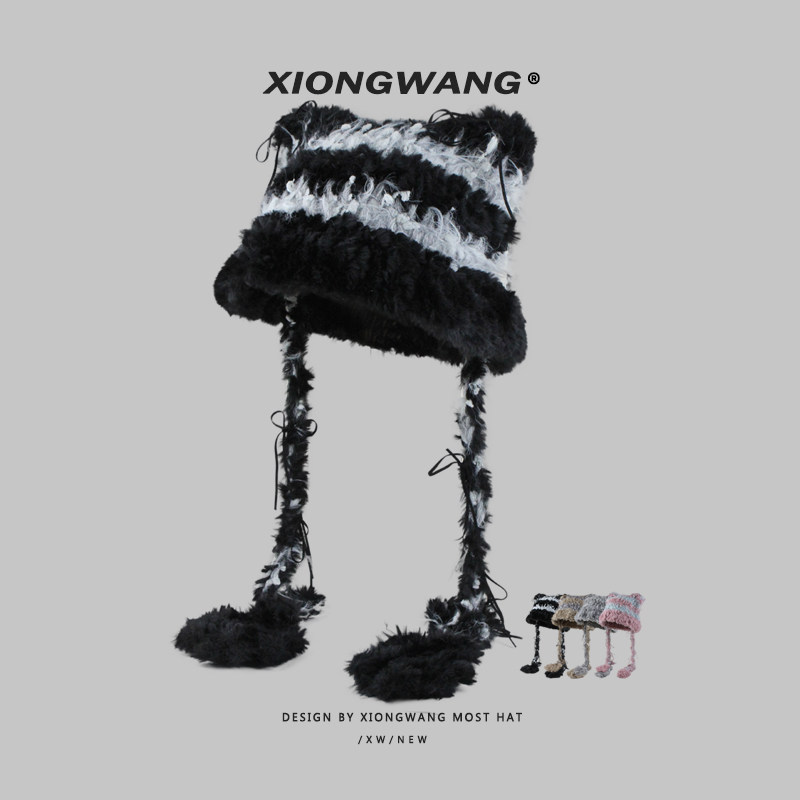 纯手工大头围针织镂空毛绒绒护耳帽女秋冬保暖粗毛线盆帽两用包包,服饰配件/皮带/帽子/围巾,帽子,淘宝优惠券,粉丝福利购,淘宝优惠卷