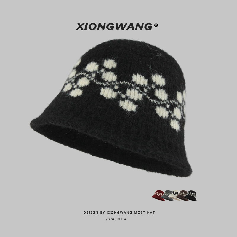 个性秋冬针织渔夫帽圆顶显脸小