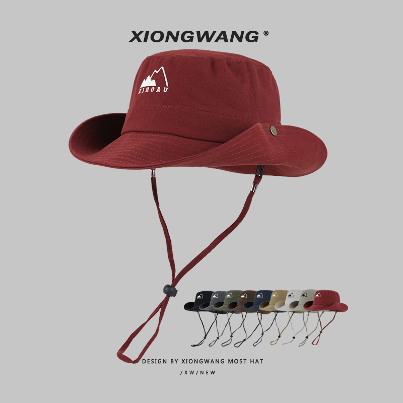 纯棉防晒大檐登山帽户外徒步旅行