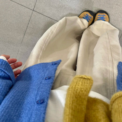 米白色阔腿裤大码胖mm显