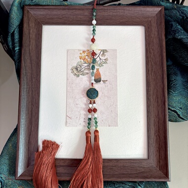 绿肥红瘦  国风红绿宋锦腰佩配饰长流苏背云古风汉服长款挂坠禁步