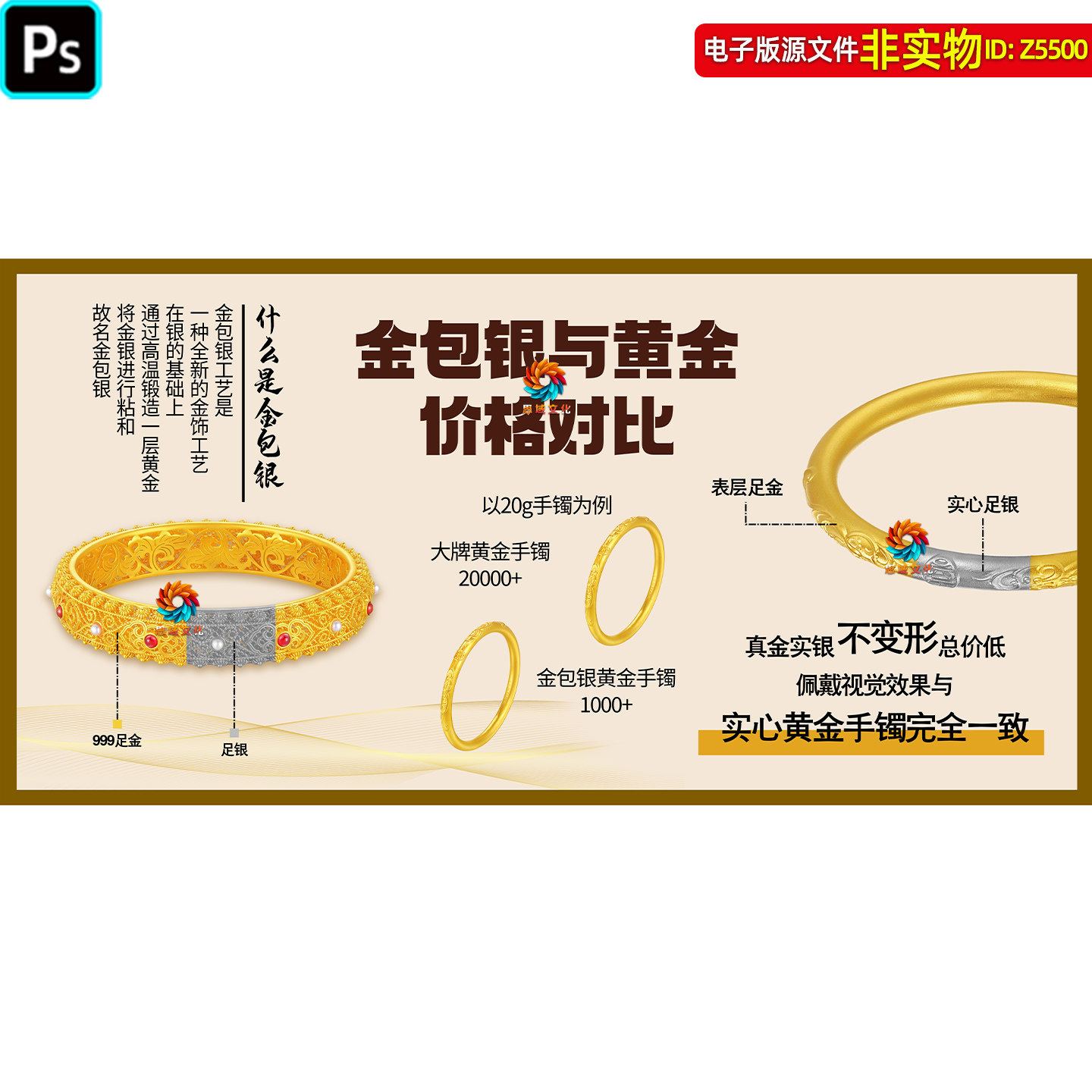 金包银灯箱海报黄金珠宝首饰灯箱画金包银工艺价值点展板广告素材