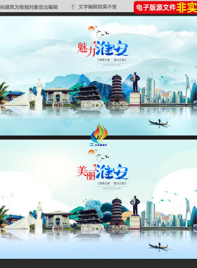 淮安地标印象建筑江苏印象淮安旅游淮安景点醉美淮安PSD海报展板