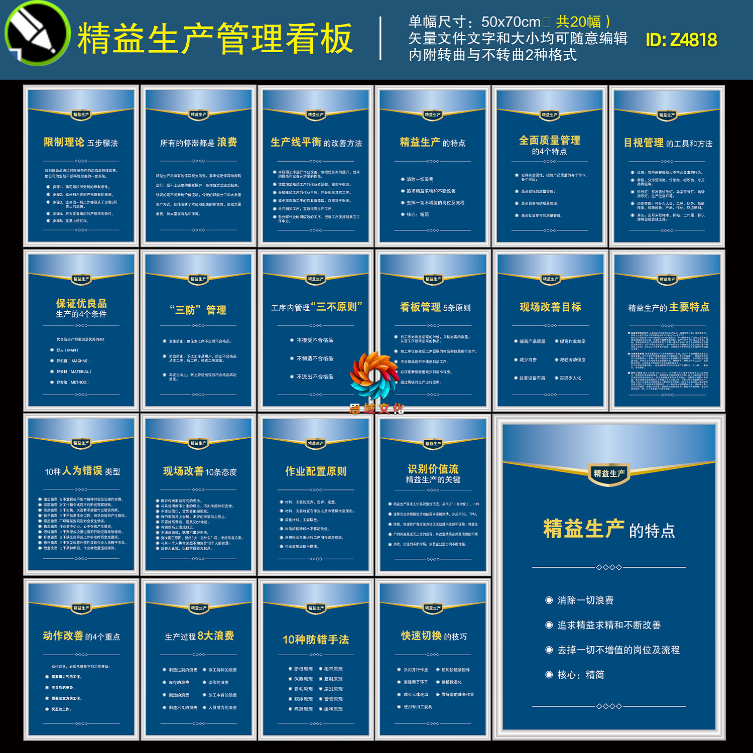 精益生产管理看板质量管理限制理论作业配置工厂车间展板挂图素材