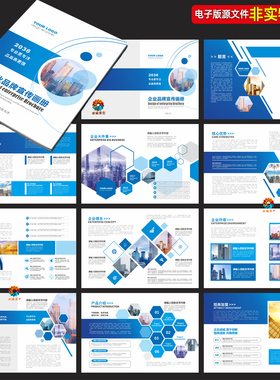蓝色企业宣传画册公司宣传册商业招商手册生物科技画册模板素材