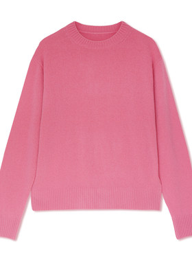 81hours多巴胺色少女感圆领长袖100%小山羊绒衫女新年色