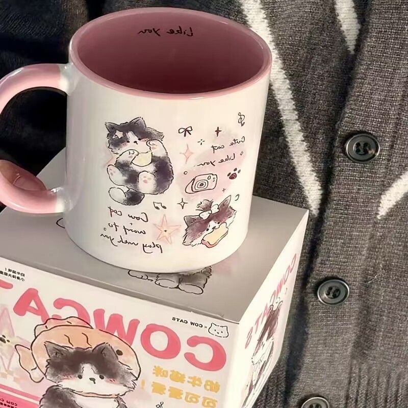 卡通小懒猫陶瓷马克杯家用宿舍咖啡牛奶杯商务个人广告生日礼品