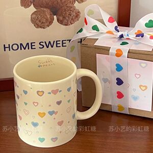 网红爱心星星马克杯ins陶瓷陶瓷杯水杯情侣可爱高颜值家用咖啡杯