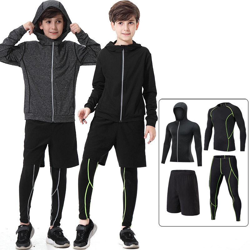 儿童紧身衣训练服男童篮球足球打底速干衣秋冬运动套装跑步健身服