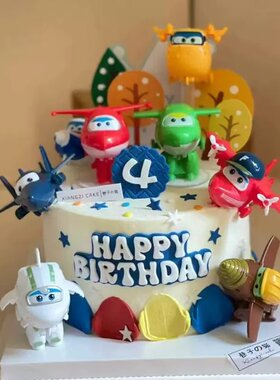 超级飞侠蛋糕装饰小飞侠儿童生日蛋糕摆件乐迪飞机装扮用品