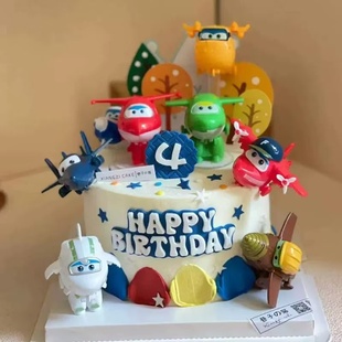 饰小飞侠儿童生日蛋糕摆件乐迪飞机装 超级飞侠蛋糕装 扮用品