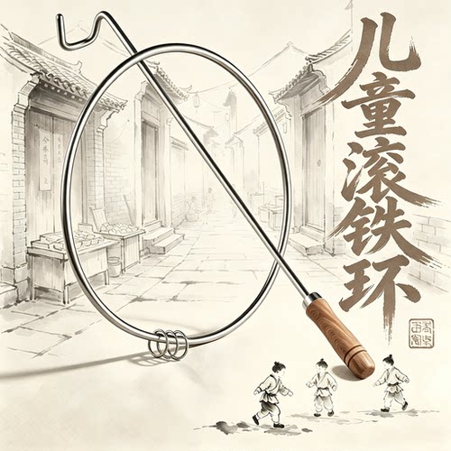 怀旧童年儿童滚铁环儿童成人铁圈小孩实心铁环8090追忆玩具铁圈