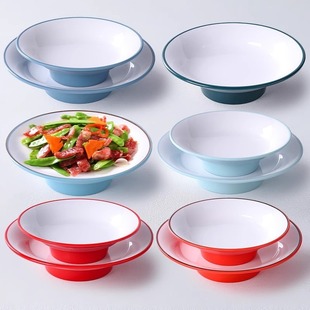 密胺餐具高脚盘子圆形菜盘高级感酒店餐盘餐厅饭店火锅配菜凉菜盘