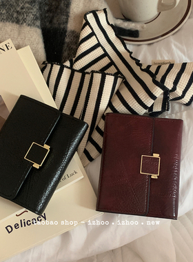 济州岛手记~小钱包~红色零钱包女短款多隔层卡包驾驶证二合一女士