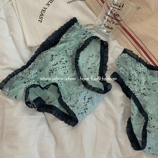 春日款：全票通过~蕾丝碎花内裤女生低腰薄款包臀网纱性感三角裤