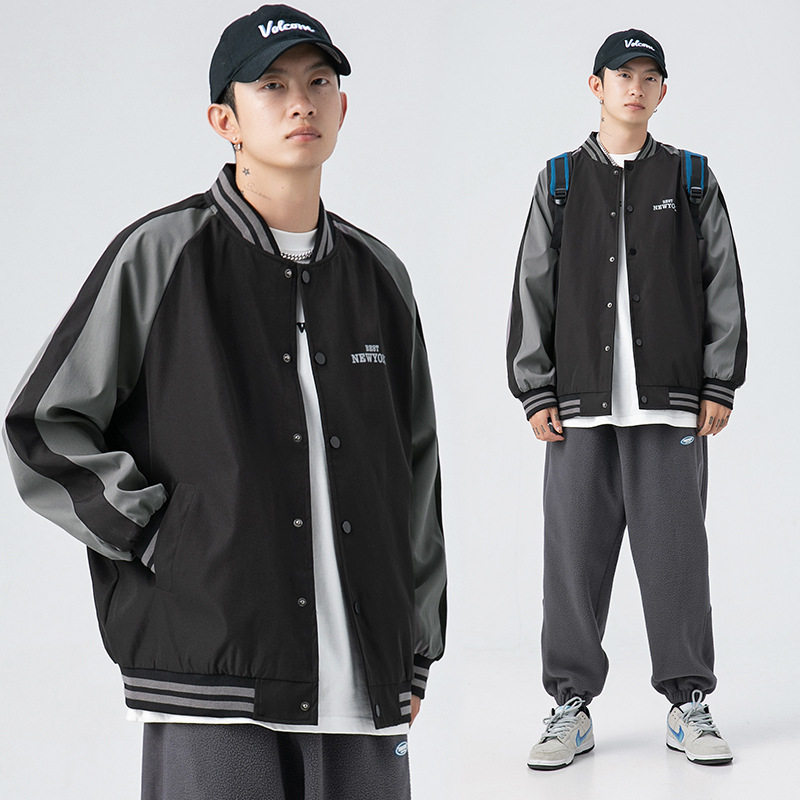 日系2021秋冬新款撞色设计潮流百搭休闲棒球服外套H3613,男装夹克,电商A362
