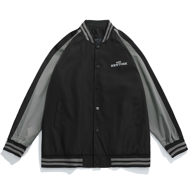 日系平铺2021秋冬新款撞色设计潮流百搭棒球服外套H3613,男装夹克,电商A362