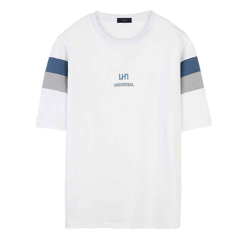 中性风2021夏新款短袖情侣圆领撞色印花休闲纯棉T恤F136,男装T恤,电商A362