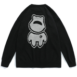 日系平铺2021秋冬款提花工艺潮流情侣针织小熊毛衣H4046，男装针织衫/毛衣，电商A362