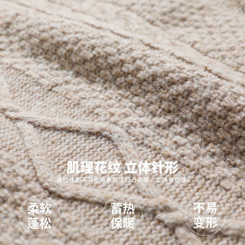 日系2021秋冬新款潮流宽松提花设计高领针织毛衣H4038-P60控98,男装针织衫/毛衣,电商A362