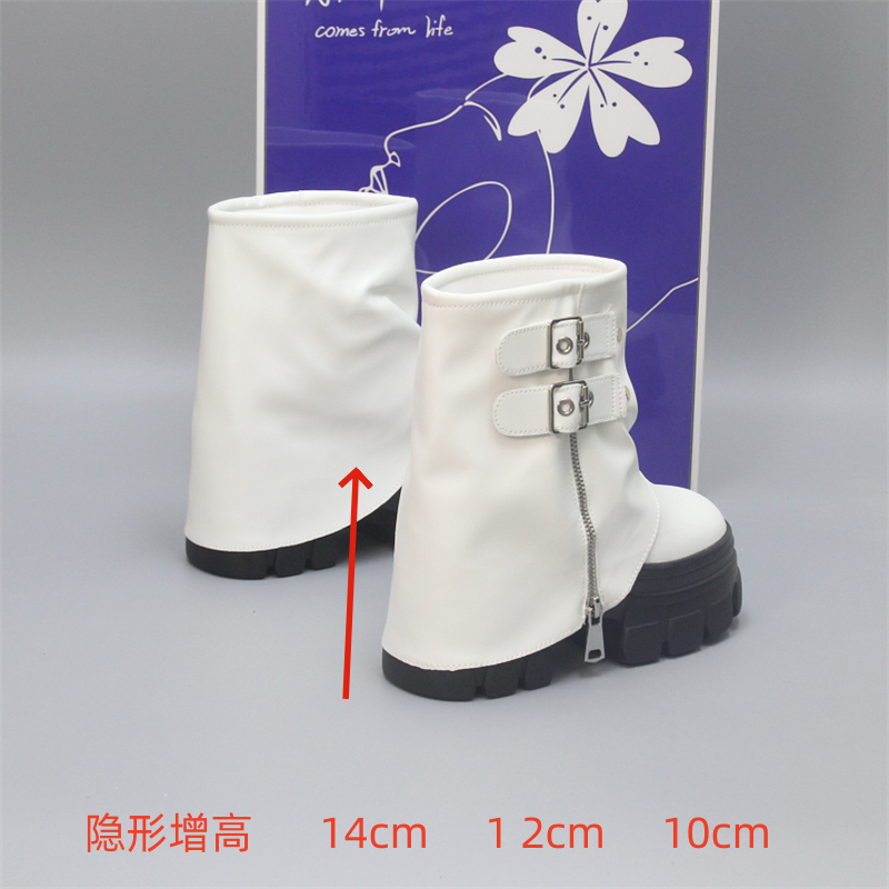 超高跟15CM厚底马丁靴女秋冬小个子12cm增高显瘦粗跟棉鞋裤管短靴