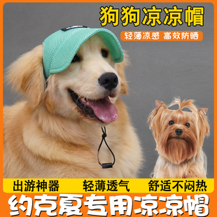 约克夏专用狗狗帽子夏天外出遮阳棒球帽遮阳帽大型犬防晒帽露耳朵