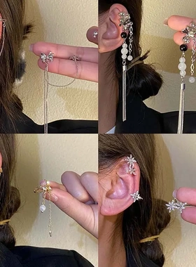 复古藤蔓流苏耳骨夹无耳洞女轻奢小众设计高级感气质ins风耳饰夏