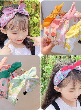 韩版草莓蝴蝶结儿童发箍发卡女童宽边甜美头箍女孩兔耳朵压发头