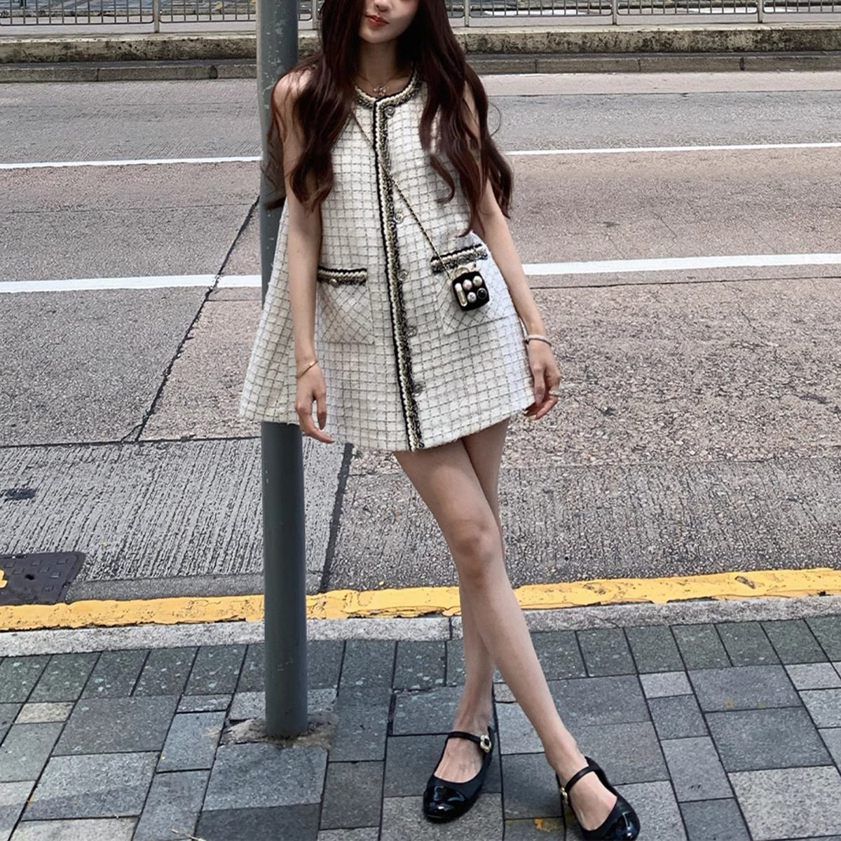爱丽儿香香奢感气质斗篷小香连衣