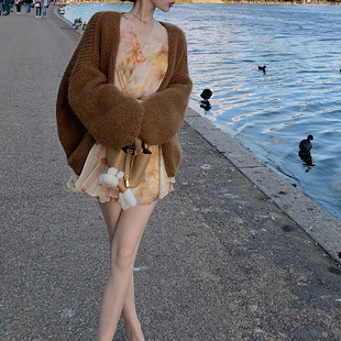 午后约克郡_手钩感进口马海毛 暖呼呼粗针慵懒大开衫休闲毛衣长袖