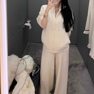 夏不晚美式学院风毛衣面试裙子套装秋冬新款半身裙两件套运动套装