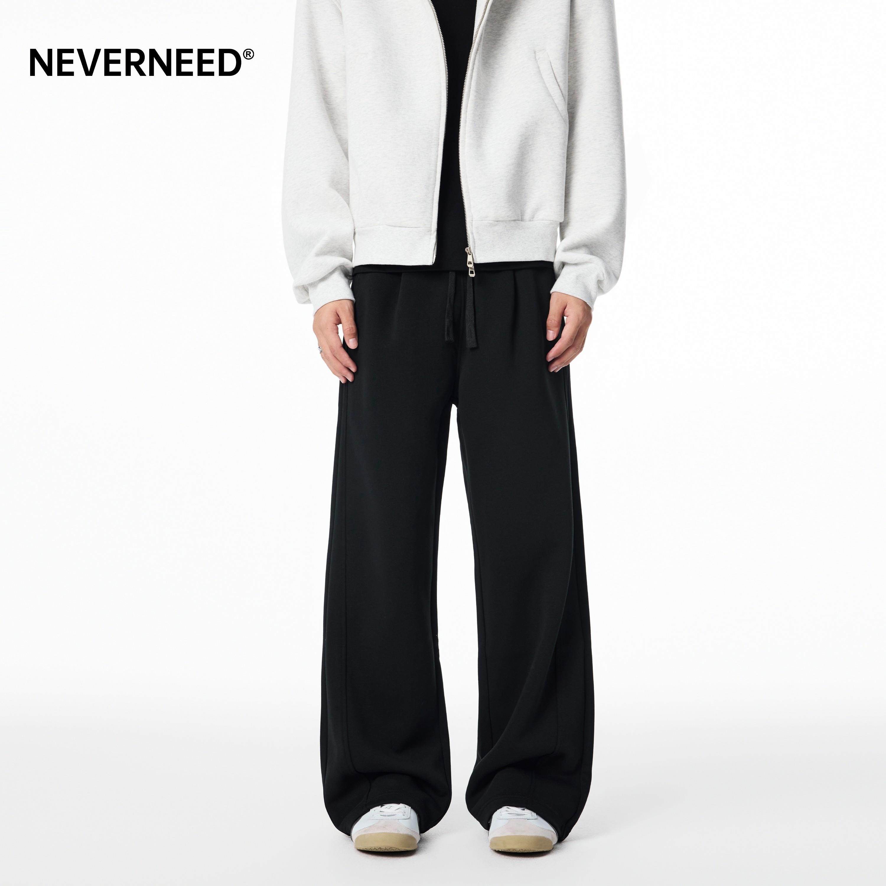 NEVERNEED宽松休闲卫裤男女秋季美式潮牌垂感A字运动直筒长裤子,男装,卫裤,淘宝优惠券,粉丝福利购,淘宝优惠卷