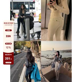 【Fart Shop】秋绪漫行 蓝色加绒牛仔裤女冬显瘦紧身裤百搭裤子