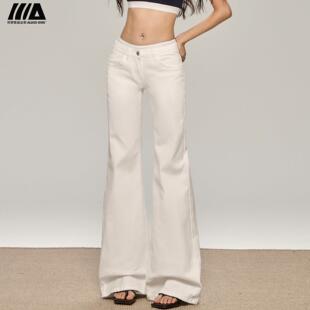 阿罗斯白色微喇牛仔裤女2025年夏季新款低腰显瘦百搭小个子喇叭裤