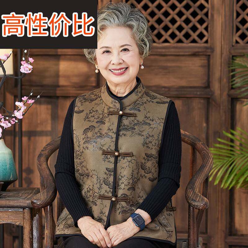 中老年妈妈装国风盘扣马甲女奶奶秋冬保暖背心老人新中式坎肩外套