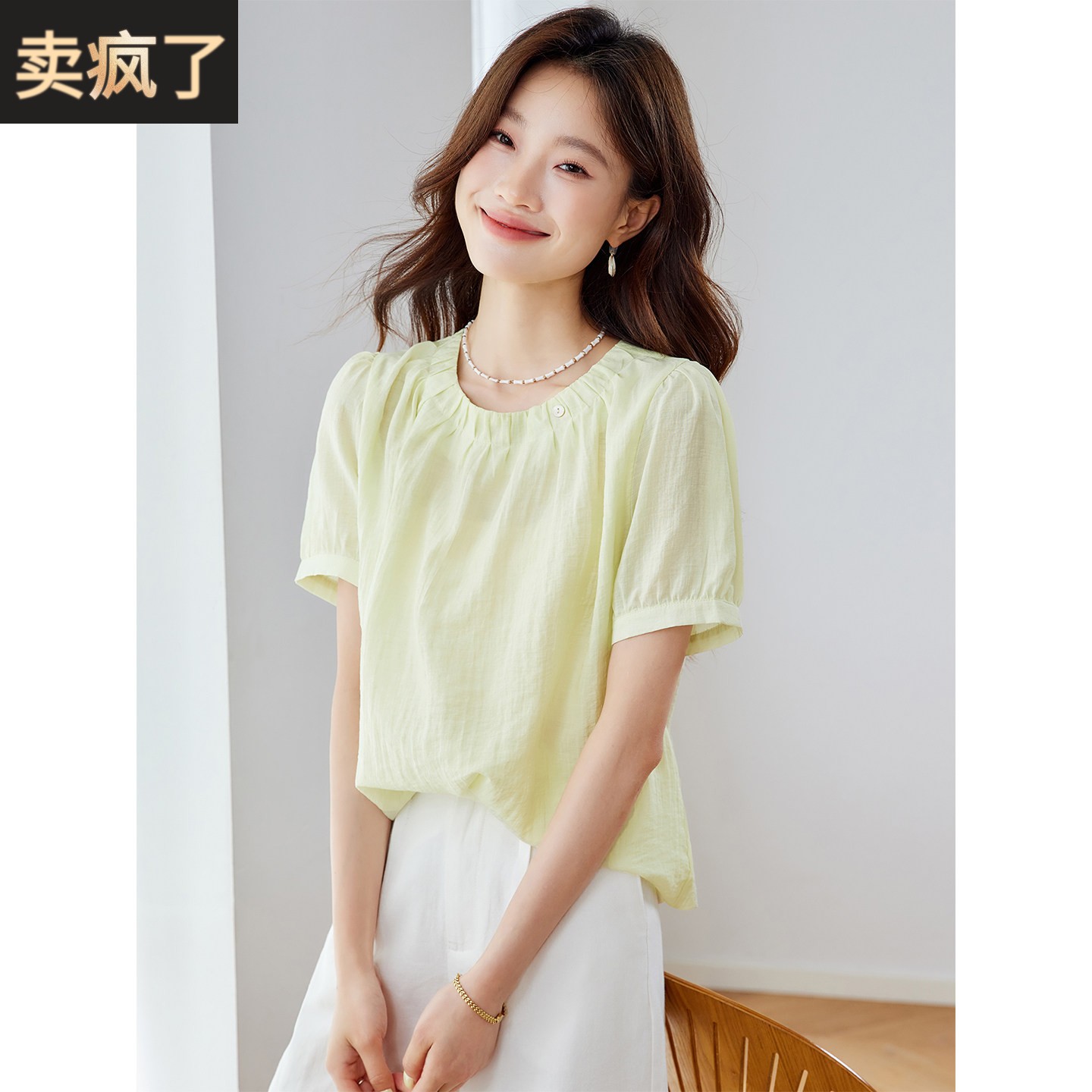 2025新款夏季超好看小清新宽松遮肚子短袖圆领t恤上衣女漂亮小衫