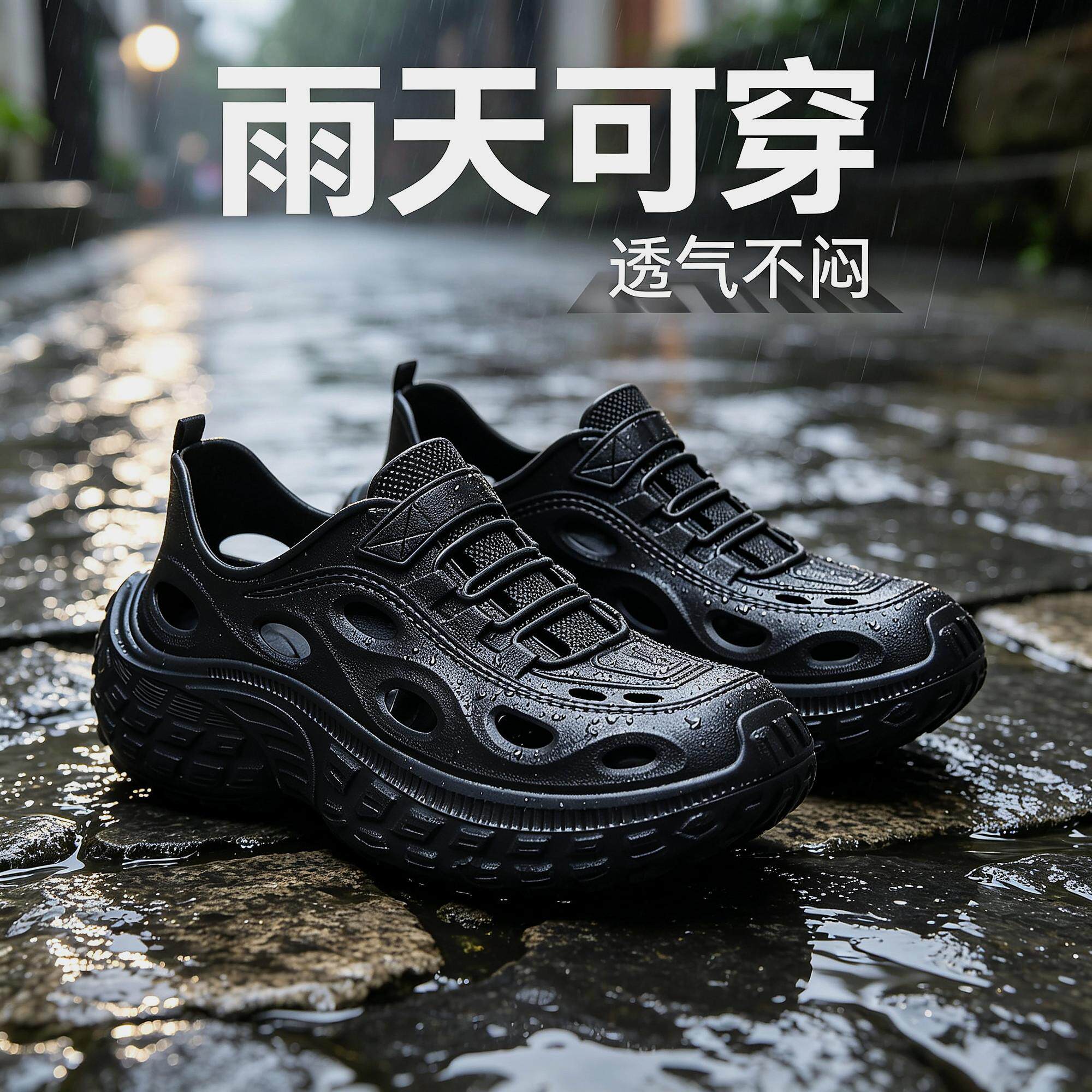 外穿新型溯溪鞋女款洞洞鞋男士涉