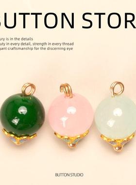 手工绿色玉石复古中新中式扣子配饰国风高端精致时尚纽扣旗袍配件