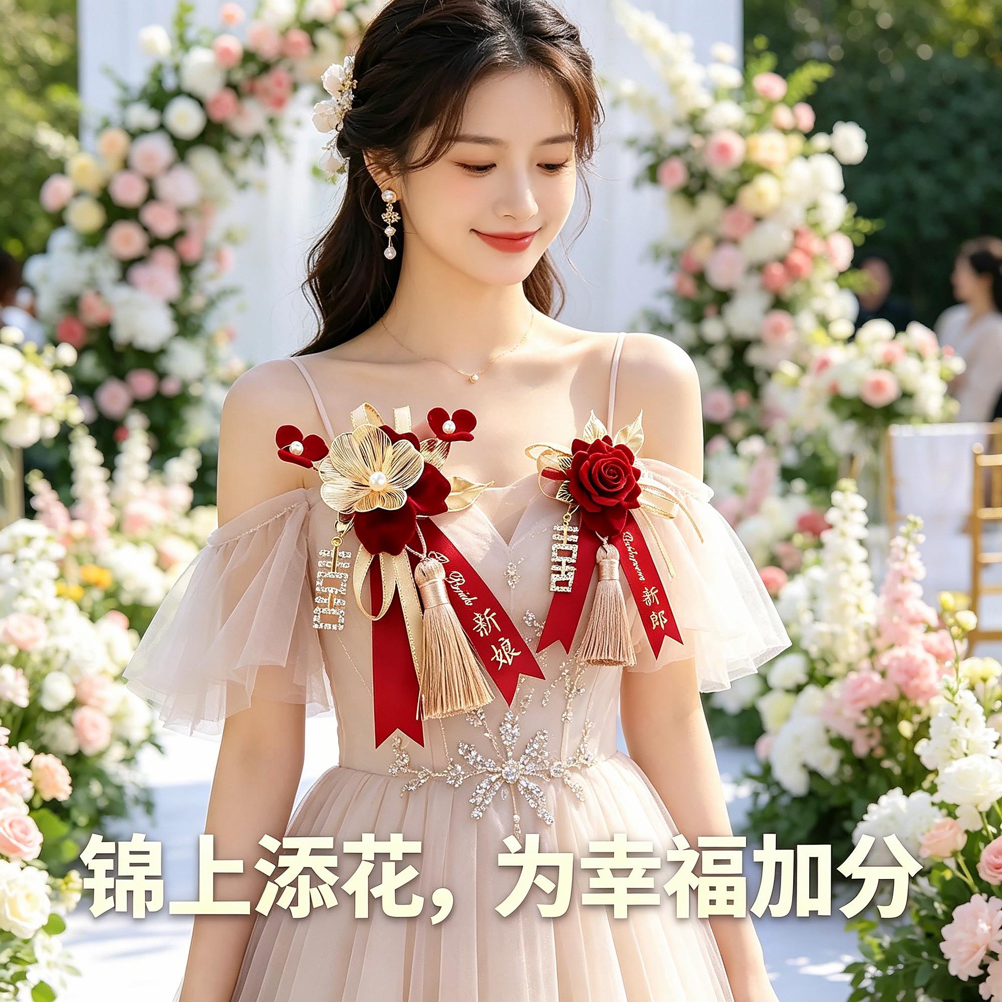 新中式新郎新娘胸花结婚婚礼高