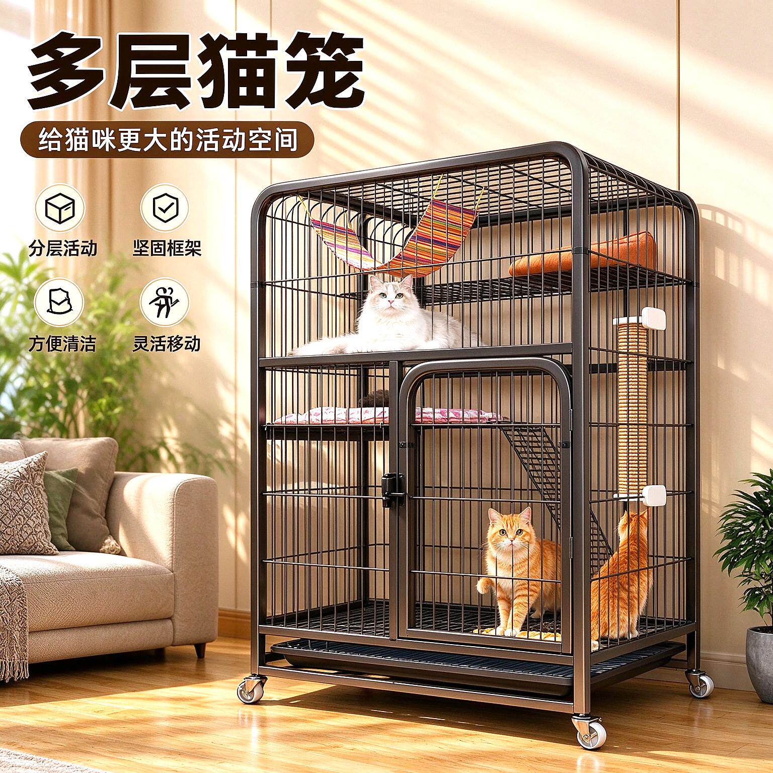 猫猫屋加粗加固爬梯笼子猫笼家