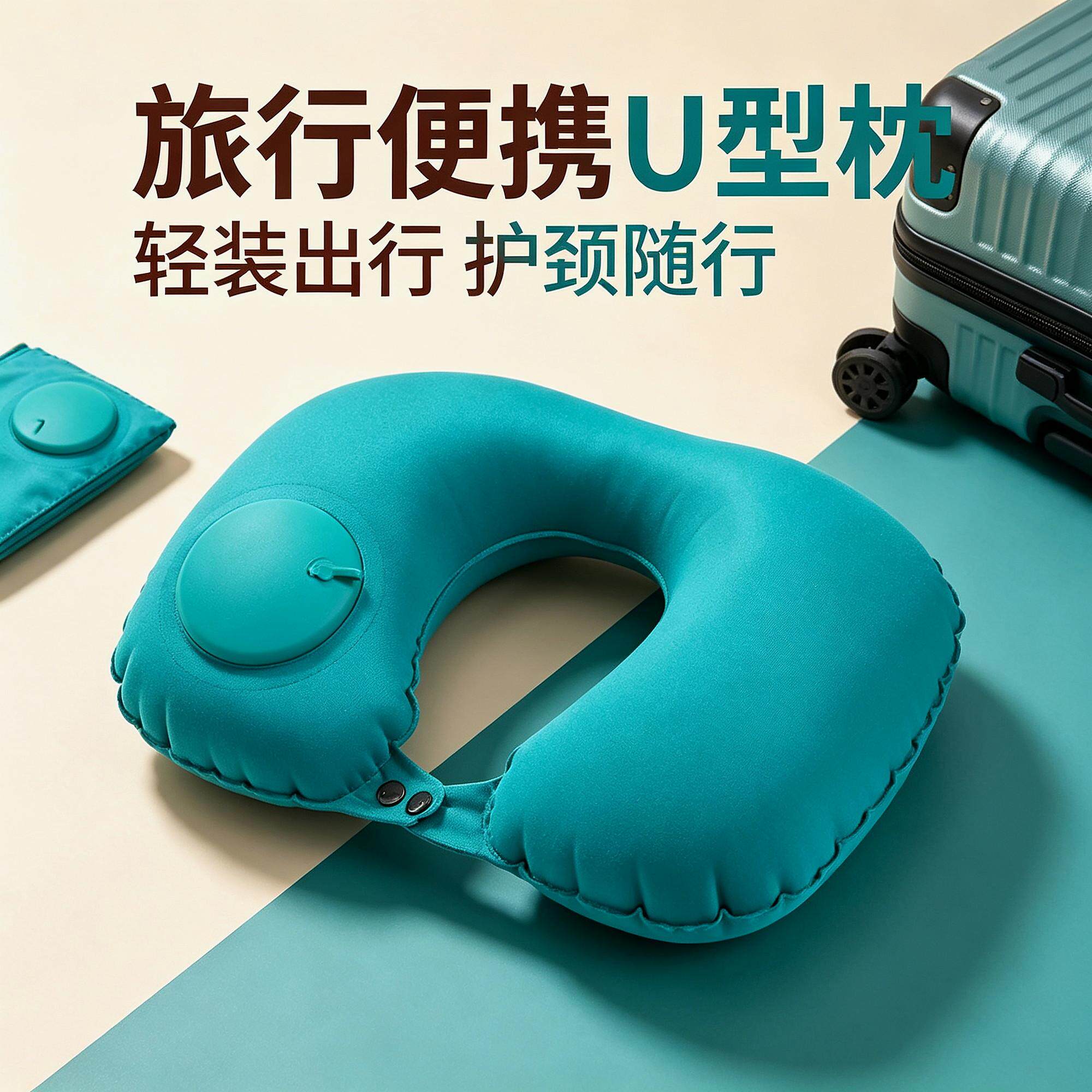 驾驶座护颈收纳充气u型枕旅行便